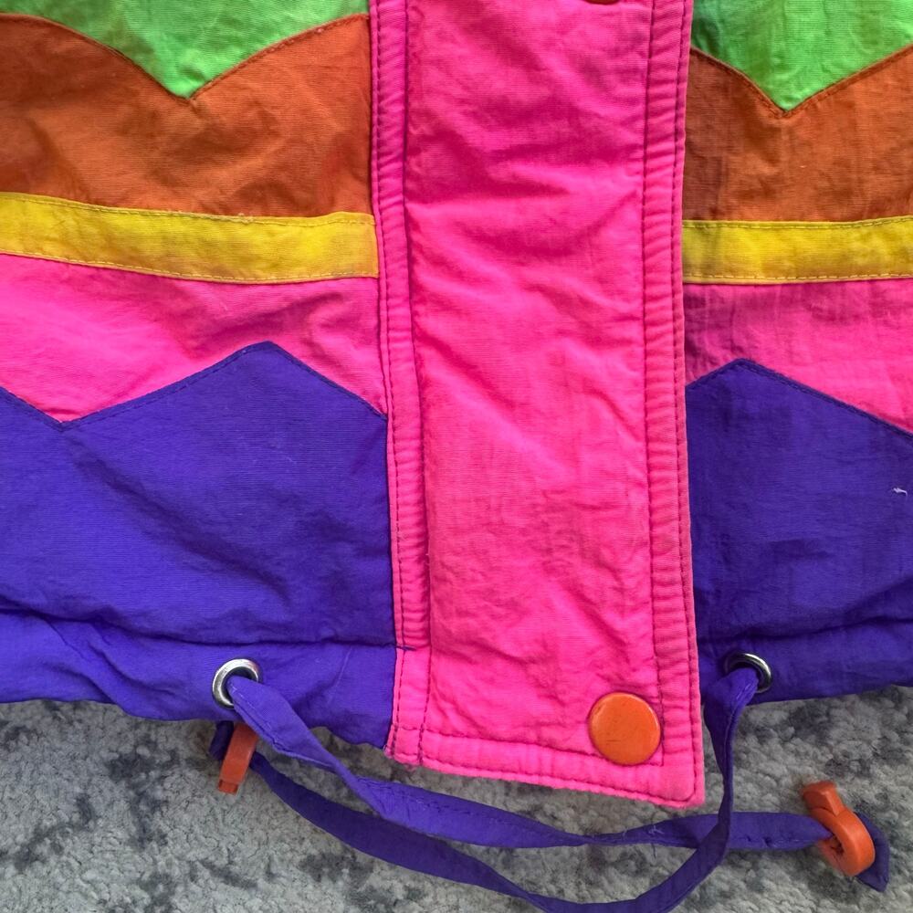 Vtg 1980s 1990s Rothschild Colorblock Hooded Winter Coat Youth Size Medium - Picture 4 of 12